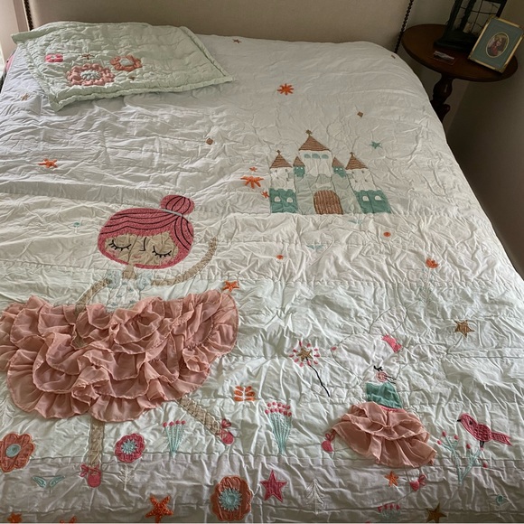 Crate&Barrel Bedding Crate And Kids Twin Size Ballerina Quilt With